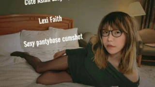 Femboy Lexi Faith sexy pantyhose, footjob, cumshot